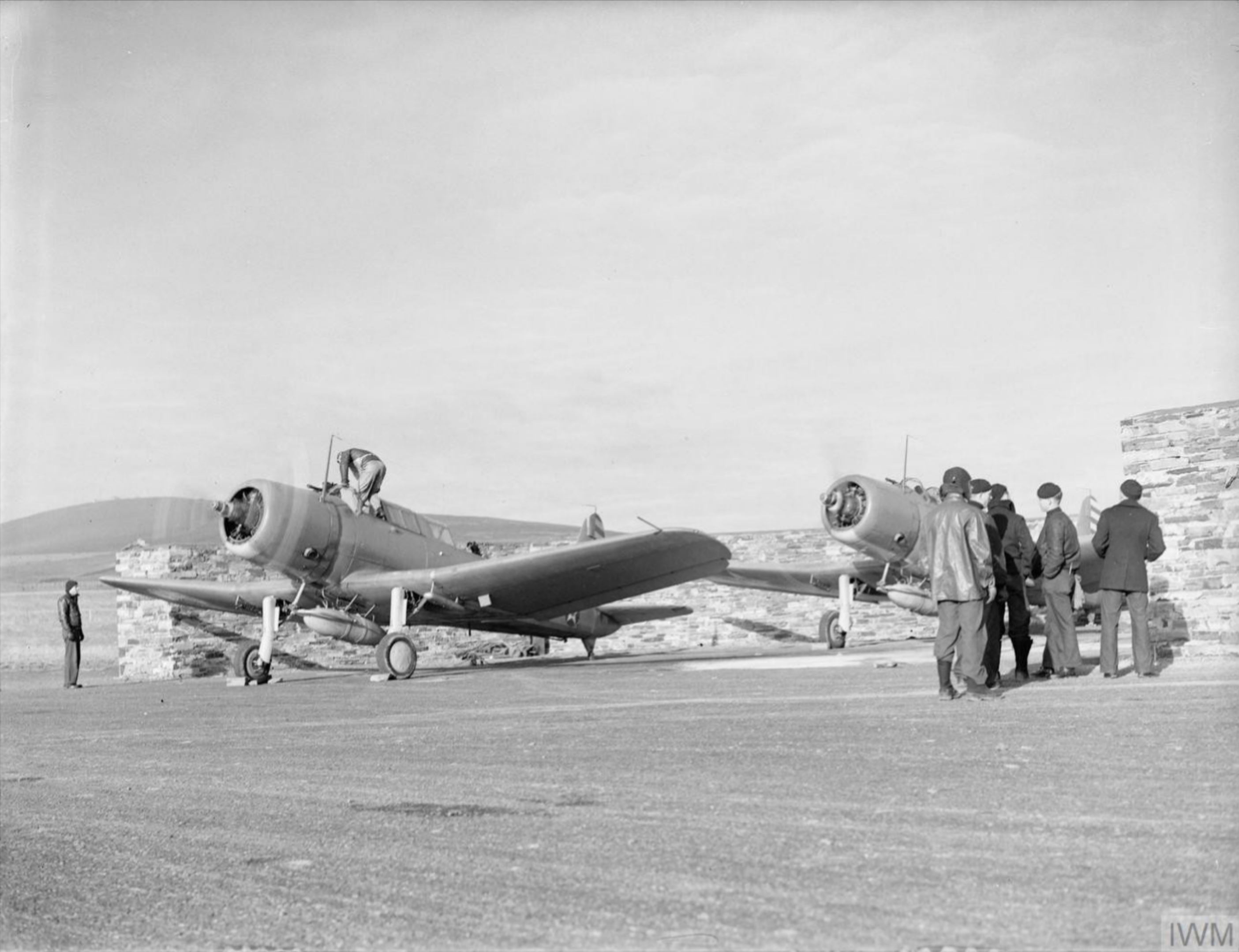 USN VS-72 Vought SB2U Vindicator at RNAS Hatston Island of Mainland Orkney Scotland Apr 1942 IWM A9379