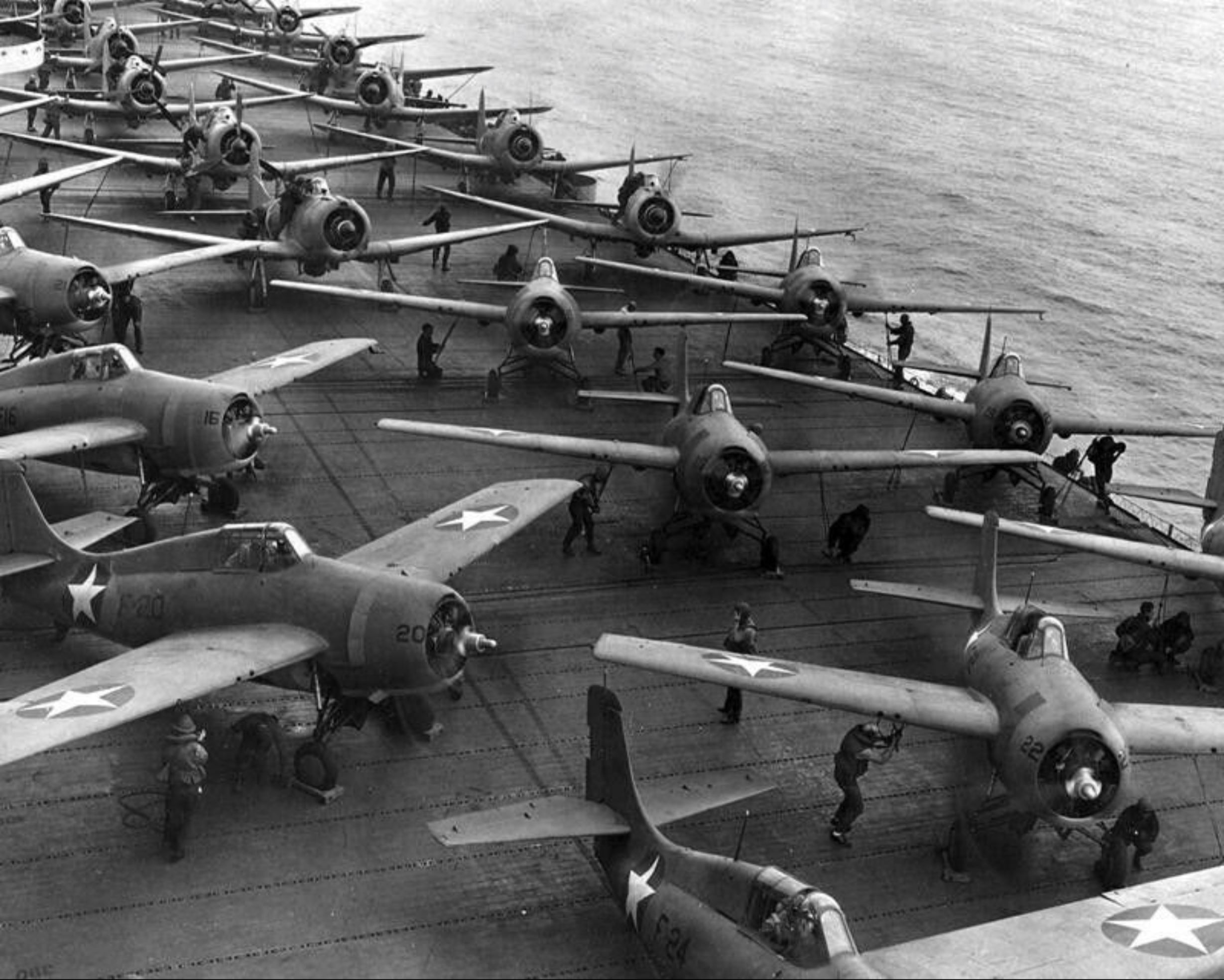 Grumman F4F-3 Wildcat VF-8 Black F20 F22 F16 and F21 aboard USS Hornet CV-8 at sea ebay 01
