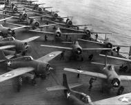 Asisbiz Grumman F4F 3 Wildcat VF 8 Black F20 F22 F16 and F21 aboard USS Hornet CV 8 at sea ebay 01