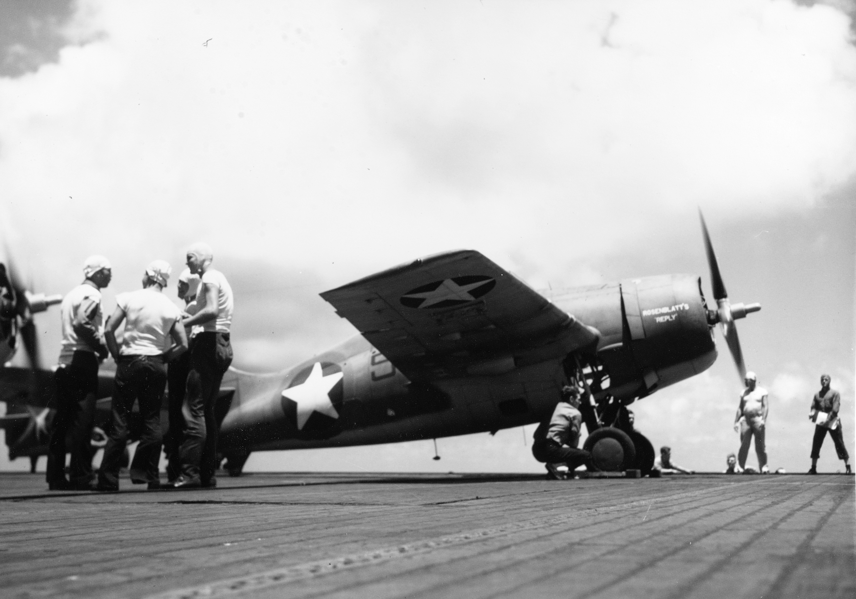 Grumman F4F-4 Wildcat VGF-27 Black 5 Rosenblatt's Reply aboard USS Suwanee ACV-27 1943 80-G-K 15634