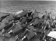 Asisbiz General Motors FM 2 Wildcat VC 96 White 2 and 90 with TBM 3 Avengers CVE 81 USS Rudyerd Bay 1945 01