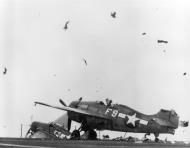 Asisbiz General Motors FM 2 Wildcat White F9 hit by a landing aircraft looses its rudder 01