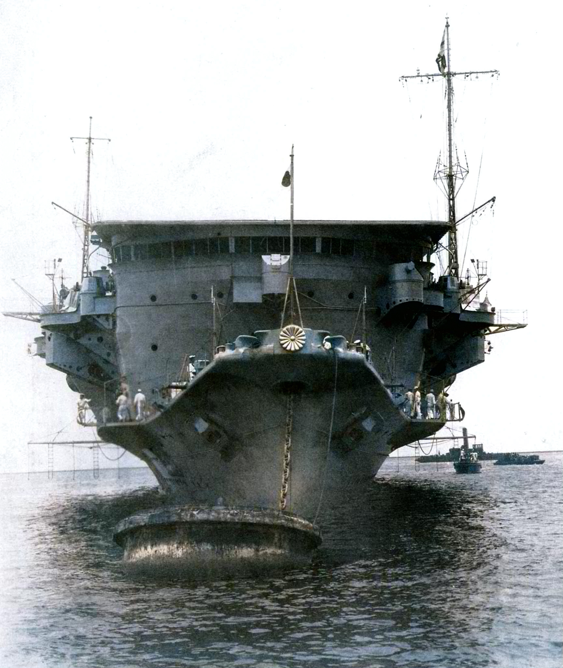 Imperial Japanese Navy aircraft carrier Ryujo bow view taken on 19th June 1933 01