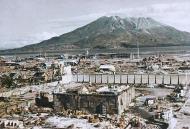 Asisbiz Boeing B 29 20AF bombing results show the ruins of a Kagoshima residential area with Sakurajima in the background 1st November 1945 01