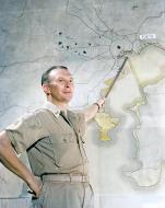 Asisbiz Brigadier General Haywood S Hansell posing with a map of the Tokyo region in November 1944 01