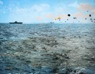 Asisbiz USS Lexington II (CV 16) being attacked by Japanese aircraft off Kwajalein Atoll Marshall Island 4th Dec 1943 80 G 476250