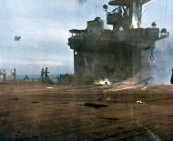 Asisbiz USS Manila Bay (CVE 61) taken just after she was hit by a Kamikaze on the 5th Jan 1945 02