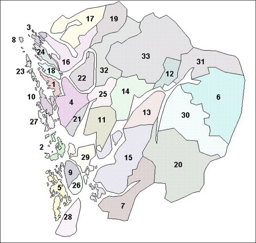 Map Hordaland Municipalities