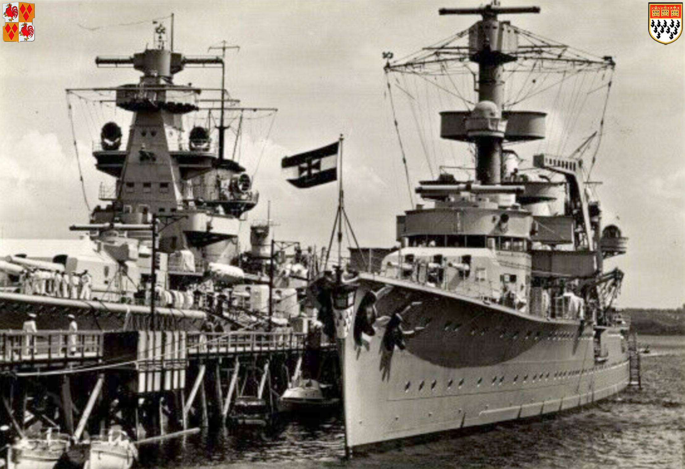 Kriegsmarine heavy cruiser KMS Graf Spee and light cruiser KMS Koln at anchor ebay 01