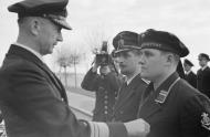 Asisbiz German U boat submarine U 93 crew member being awarded by Admiral Karl Donitz the Iron Cross ribbon 1941 02