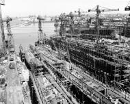 Asisbiz German U boat type XXI submarines captured incomplete on the building ways at Bremen Germany in May 1945 80 G 333672