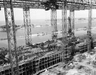 Asisbiz German U boat type XXI submarines captured incomplete on the building ways at Bremen Germany in May 1945 80 G 333675