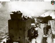 Asisbiz Kriegsmarine light cruiser KMS Konigsberg with her after 15cm triple gun turrets NH80997