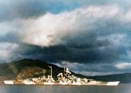 Asisbiz Kriegsmarine battleship KMS Tirpitz moored in Alta Fjord Kaafjord Norway 1944 NH 71390