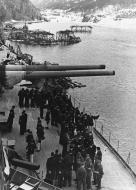 Asisbiz Kriegsmarine battleship KMS Tirpitz moored in Alta Fjord Kaafjord Norway NH 71388