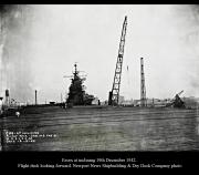 CV 9 USS Essex just after launch at Newport News Shipbuilding July 31st 1942 04