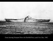 CV 9 USS Essex leaving Newport News for Norfolk Navy yard 31st Dec 1942 01