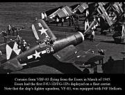 Corsairs from VBF 83 flying from the Essex in March of 1945 01