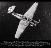TBM Avenger VT 83 White 306 after having most of its tail shot away ditching 1945 01