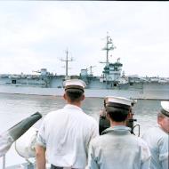 Asisbiz USS Bataan (CVL 29) at anchor taken from HMAS Bataan (D 191) in Aug 1952