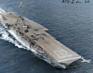 Asisbiz USS Bennington (CV 20) ATG 201 seen simultaneously landing an AD Skyraider and catapulting an FH Phantom 1956 01
