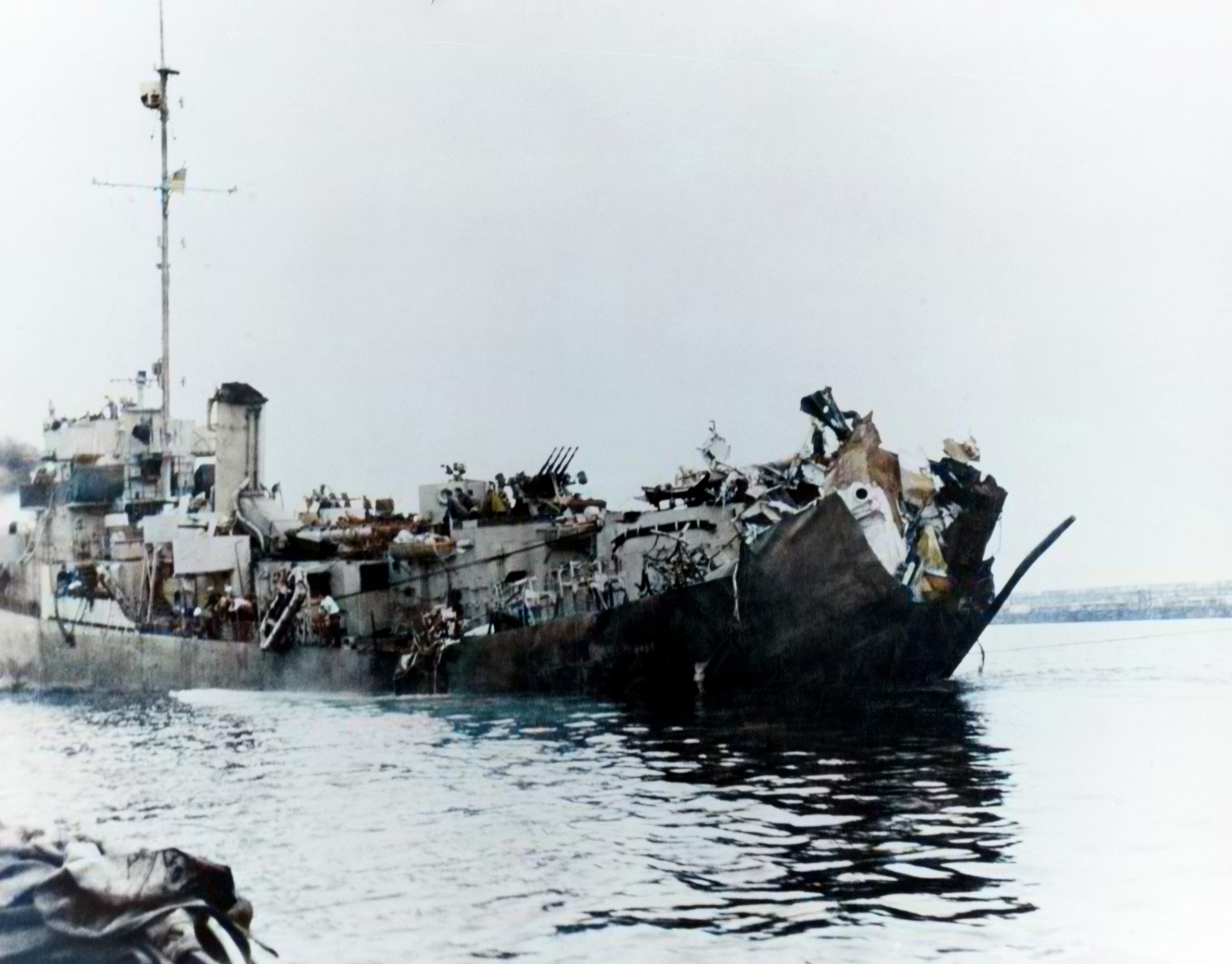 Asisbiz USS Barr (DE 576) after being torpedoed by U 549 on 29th Mar 1944 in Casablanca Morocco NH 86682