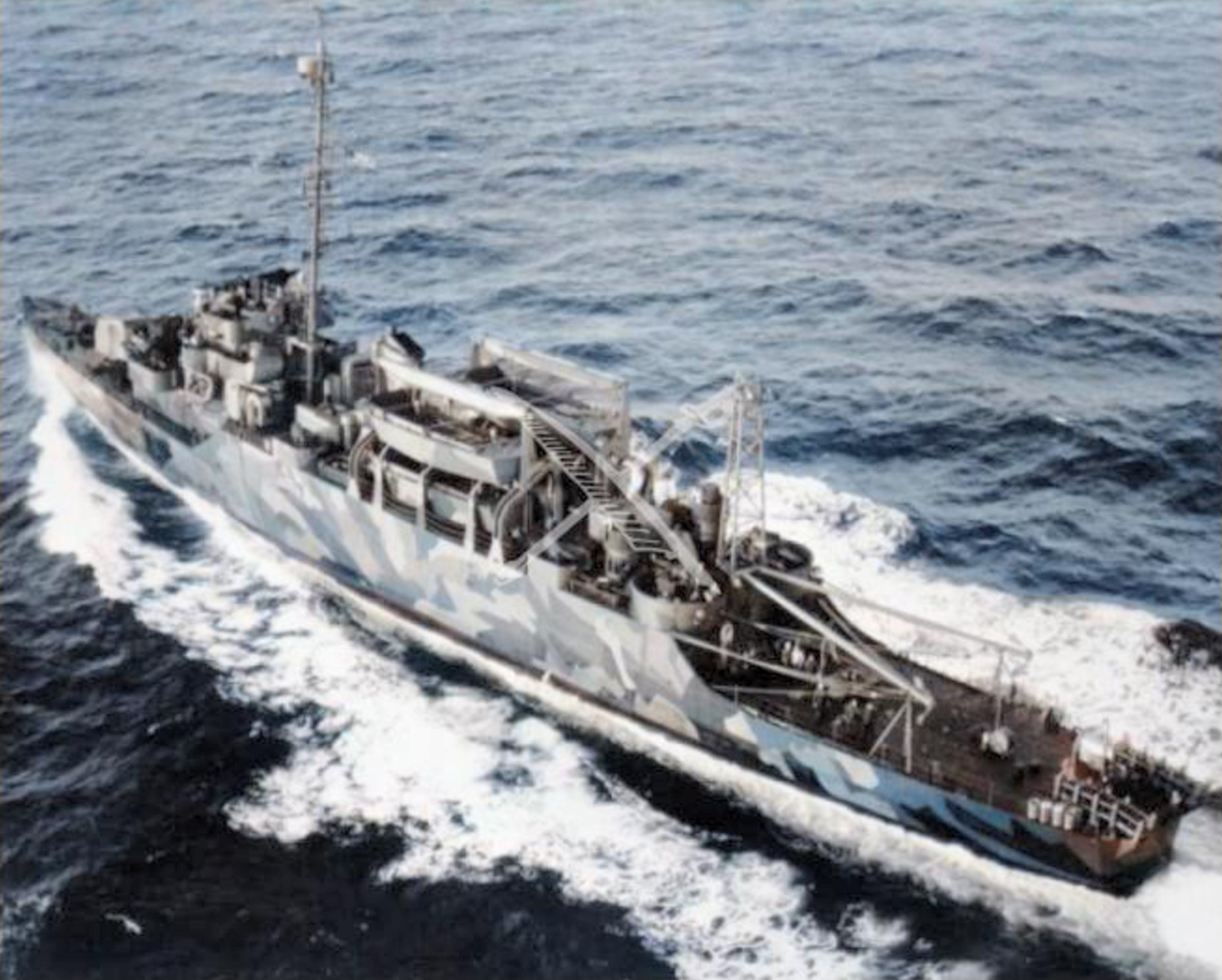 Asisbiz USS Barr (DE 576) after repairs and conversion to Auxiliary High Speed Transport (APD 39)
