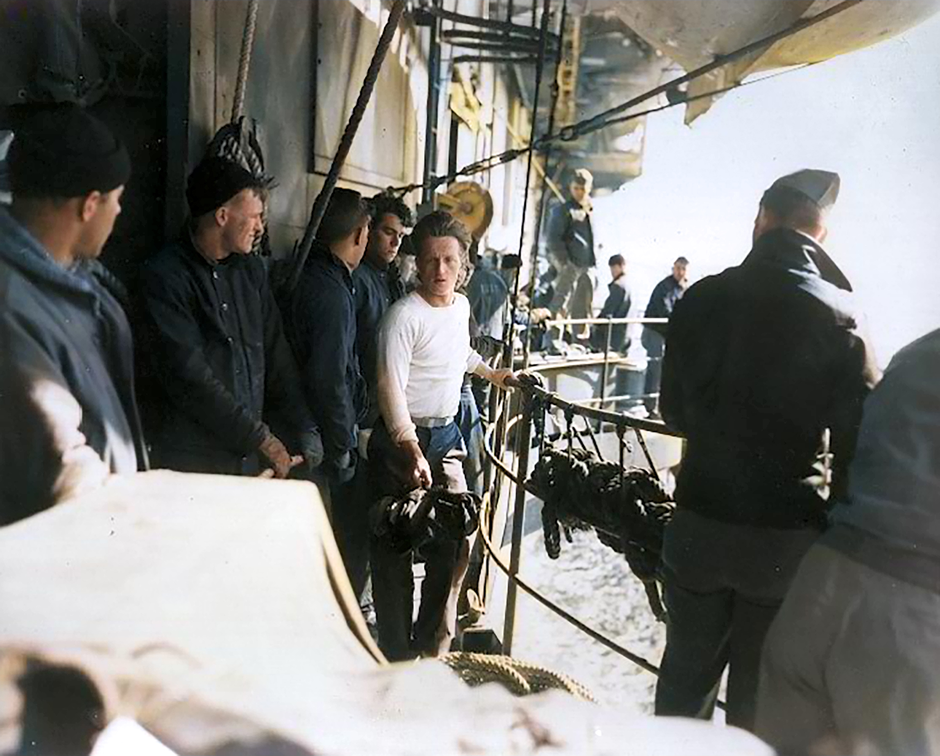 Asisbiz German U-546’s commanding officer Paul Just brought on board escort carrier USS Bogue (CVE-9) 24th April 1945