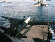 Asisbiz USS Bogue carring captured Japanese Army A26 (Ki 77) long range experimental plane 01