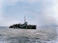 Asisbiz USS George E Badger (APD 33) in camouflage measure 31 design 12T Leyte Gulf Philippines on 18th Nov 1944 80 G 359766