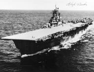 Asisbiz USS Bunker Hill (CV 17) Admiral A Burke was assigned to First Carrier Task Force Pacific Mar 1944 to May 1945 NH 124513