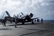 Asisbiz USS Bunker Hill (CV 17) F4U's Corsairs taking off 19th Mar 1945 80 G 0312608