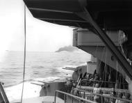 Asisbiz USS Bunker Hill (CV 17) after being hit by Kamikaze planes during the Okinawa operation 11th May 1945 01