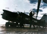 Asisbiz Grumman F6F 5 Hellcat VF 29 White 34 preparing for launch CVL 28 USS Cabot 1944 01