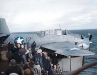 Asisbiz Grumman TBF 1 Avenger Composite Squadron 1 (VC 1) Black 17 landing accident aboard USS Card (ACV 11) in 1942 02