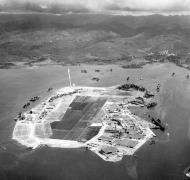 Asisbiz Aerial photograph of Ford Island looking about NNE with USS Enterprise (CV 6) 10th Oct 1941 80 G 279375X