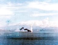 Asisbiz Japanese battleship Musashi is hit during attacks by Task Force 38 aircraft in the Sibuyan Sea 24th Oct 1944 80 G 281766
