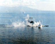 Asisbiz Japanese battleship Musashi under intense attack by Task Force 38 aircraft in the Sibuyan Sea 24th Oct 1944 80 G 281764