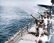 Asisbiz USS Enterprise (CV 6) 50 caliber anti aircraft guns gallery in action against attacking Japanese planes 1st Feb 1942 NH 50935