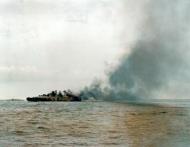 Asisbiz USS Enterprise (CV 6) burning after a kamikaze attack during the battle of Okinawa 14th May 1945