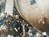 Asisbiz USS Enterprise (CV 6) christened by Mrs CA Swanson at Newport News Shipbuilding and Drydock Company 3rd Oct 1936 NH 54223