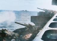 Asisbiz USS Northampton (CA 26) firing her after five inch guns during raid on Wotje Marshall Is 1st Feb 1942 NH 50943