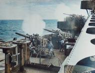 Asisbiz USS Northampton (CA 26) firing her after five inch guns during raid on Wotje Marshall Is 1st Feb 1942 NH 50944