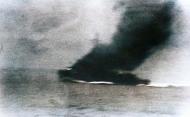Asisbiz USS Smith (DD 378) burning after she was hit by a crashing Japanese torpedo plane Santa Cruz 26th Oct 1942 80 G 30622