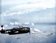 Asisbiz Grumman TBM Avenger from USS Essex (CV 9) on a raid over Japan with Mt Fujiyama 10th Jul 1945 80 G 490231