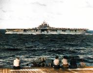 Asisbiz USS Essex (CV 9) underway off the Gilbert Islands as viewed from another carrier 29th Nov 1943 01