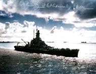 Asisbiz USS Massachusetts (BB 59) coming into Ulithi Anchorage during a break in operations on 24th Nov 1944 NH 58573
