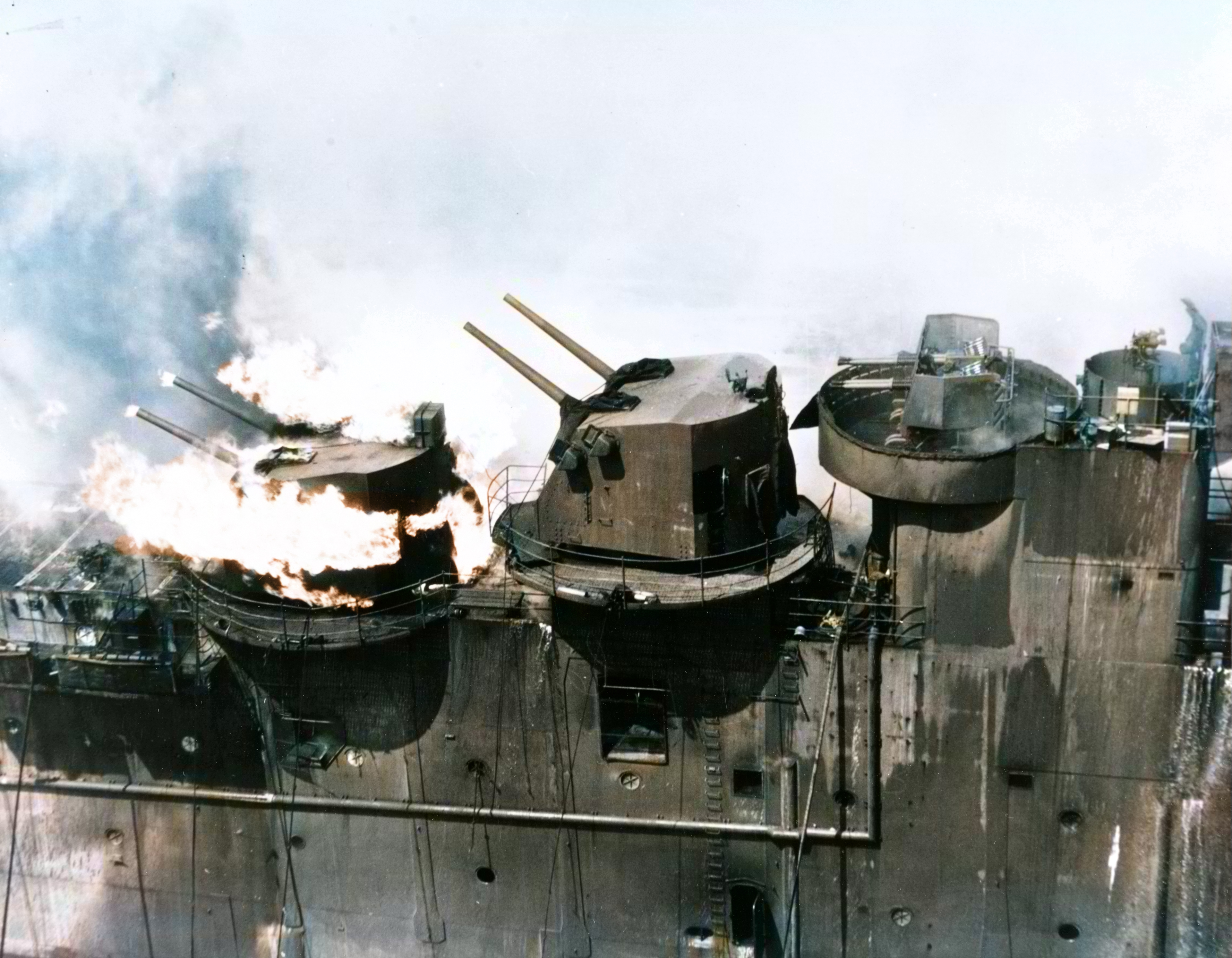 USS Franklin (CV 13) hit by a Japanese air attack while operating off the coast of Japan 80 G 273903