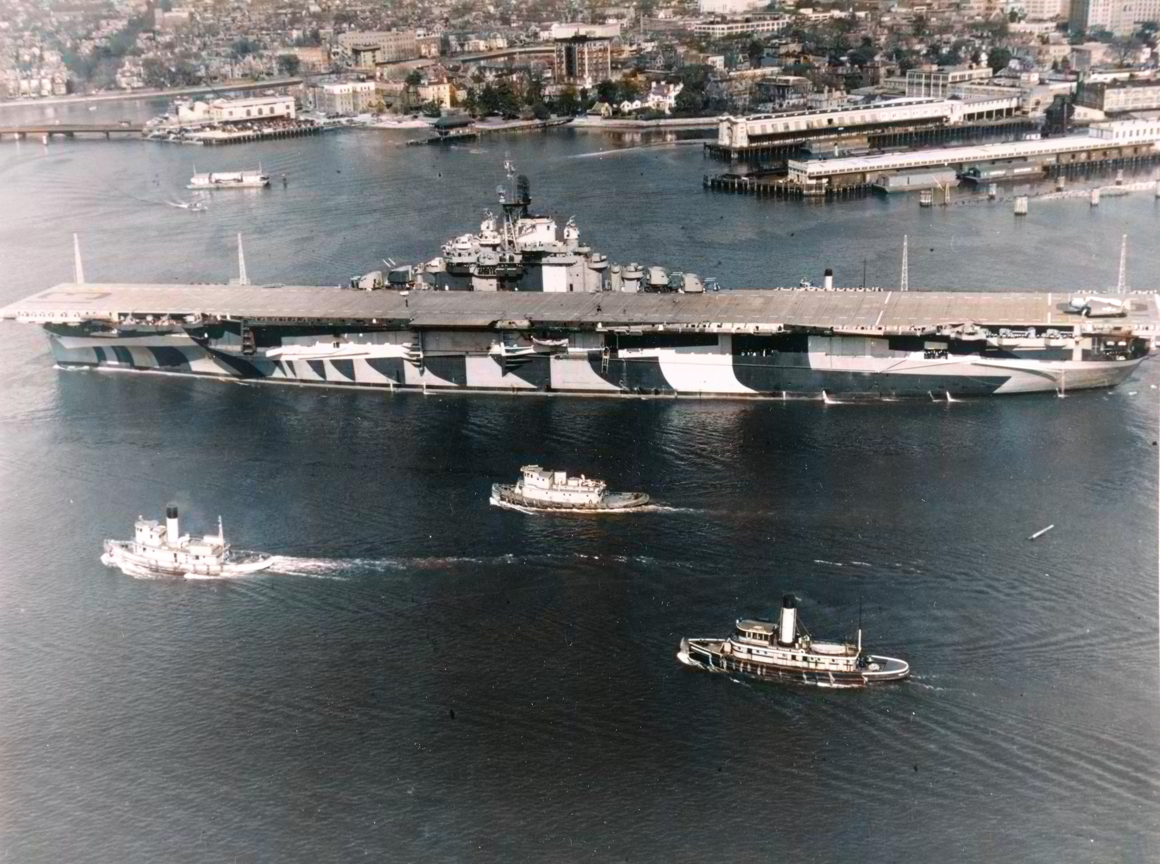 USS Franklin (CV-13) in the Elizabeth River off Norfolk Virginia 21st Feb 1944 80 G 224597