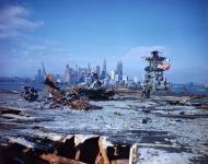 Asisbiz USS Franklin (CV 13) returning to Brooklyn Navy Yard for repairs following Jap bomb hit on 19th Mar 1945 80 GK 4761